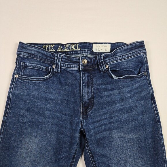 TK Axel Slim Bootcut Jeans Men’s 32x32 Blue Double Back‎ Pockets Stretch Denim - Picture 10 of 13